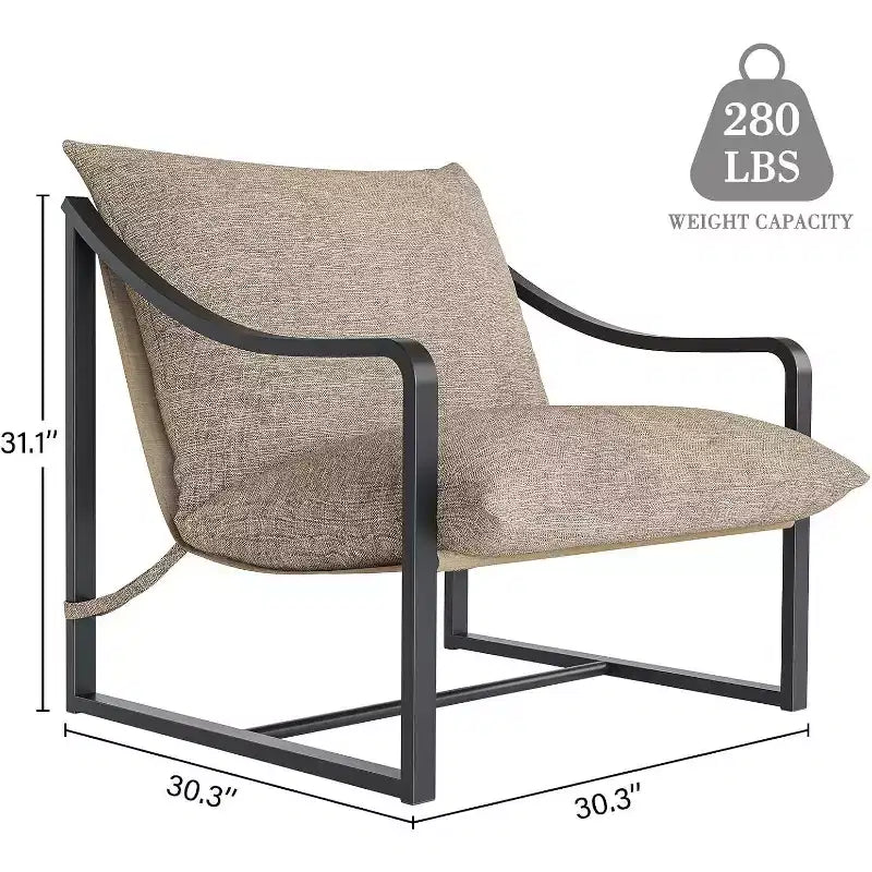 COZONY Modern Accent Chair, Metal Frame Reading Chair Armrest Soft Foam Cushion 280 LBS Upholstered Sling Chair for Living Room Bedroom Lounge