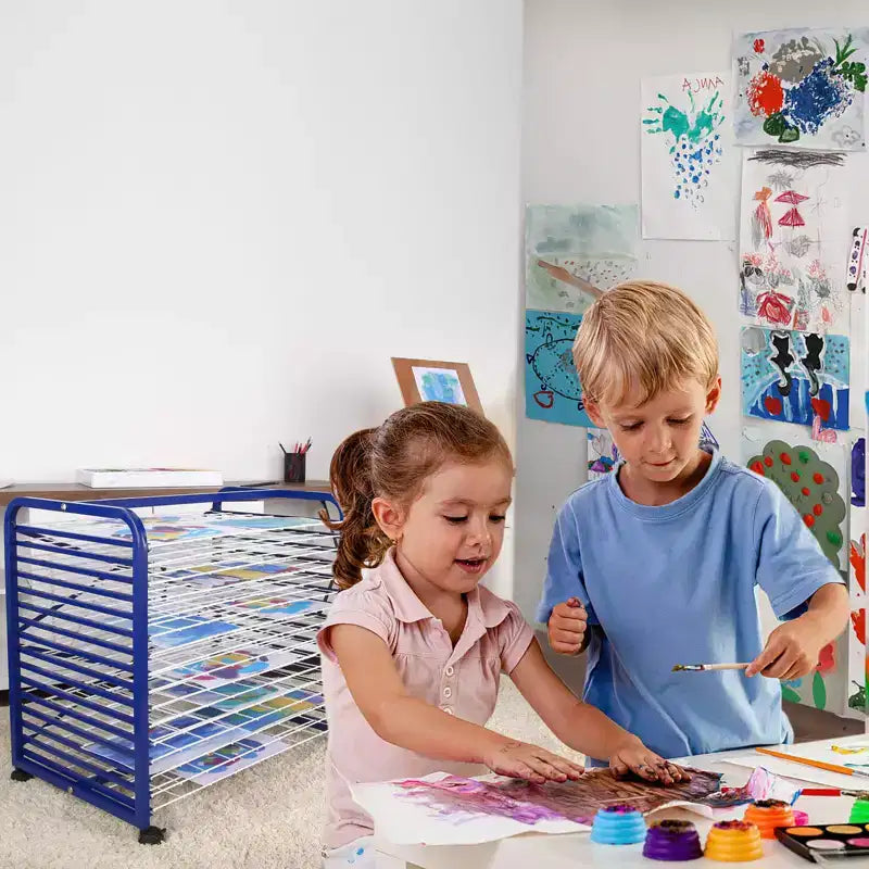 Art Drying Rack, Drying Rack with 16 Removable Shelves & Lockable Wheels  Mobile Paint Drying Storage Stand for Classroom Studio Supplies