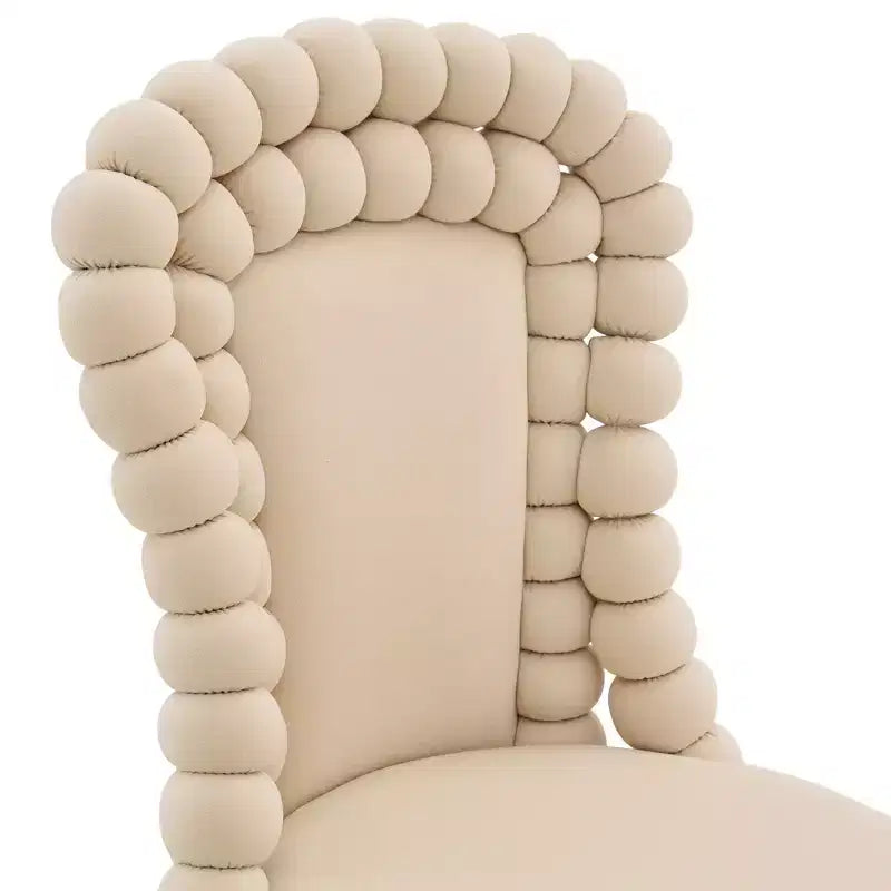 TUYOHW Ball Chain Chairs Set of 2,Velvet Dining Chairs with Curved Backrest & Metal Legs,Puffy Kitchen Chairs for Dining Room,Living Room