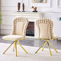 TUYOHW Ball Chain Chairs Set of 2,Velvet Dining Chairs with Curved Backrest & Metal Legs,Puffy Kitchen Chairs for Dining Room,Living Room