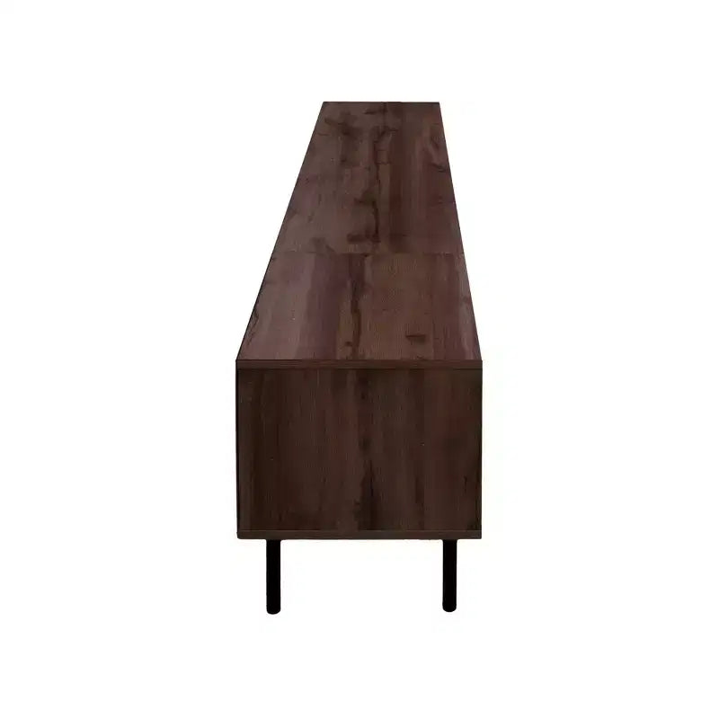 JVNOXK 78-inch Iron Legs Soft-Close Hinges Modern TV Stand with Storage and Cable Management, Suitable for TVs 85 inches and under Walnut