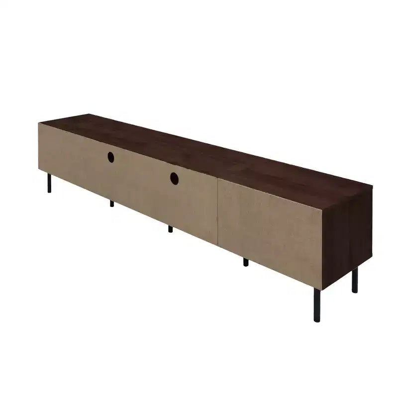 JVNOXK 78-inch Iron Legs Soft-Close Hinges Modern TV Stand with Storage and Cable Management, Suitable for TVs 85 inches and under Walnut