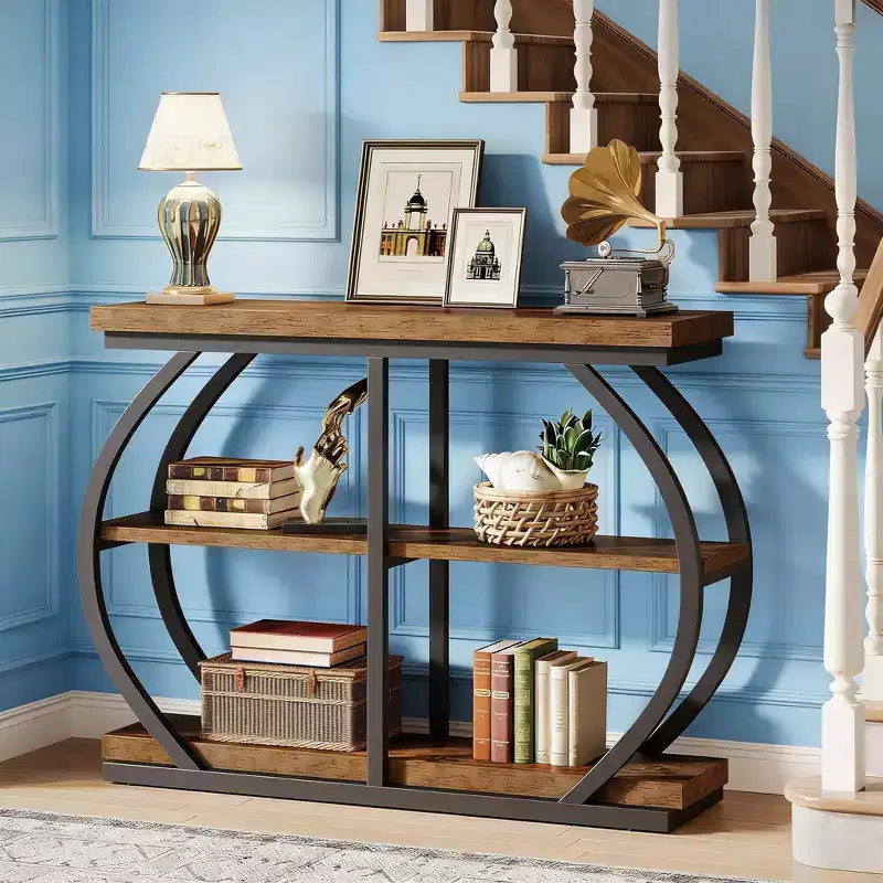 Console Table, 3-Tier Sofa Entryway Table with Storage Shelves