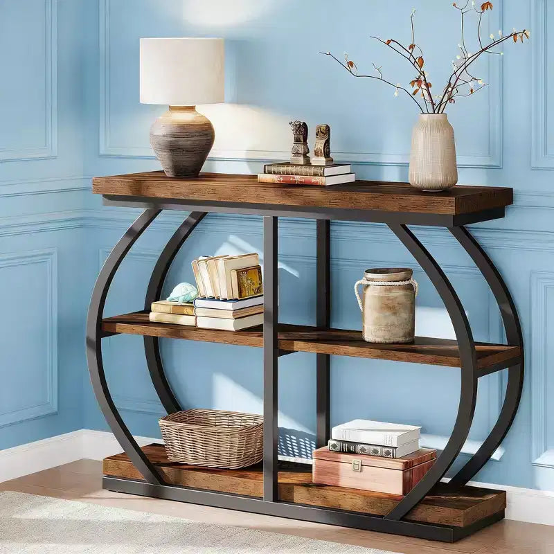 Console Table, 3-Tier Sofa Entryway Table with Storage Shelves