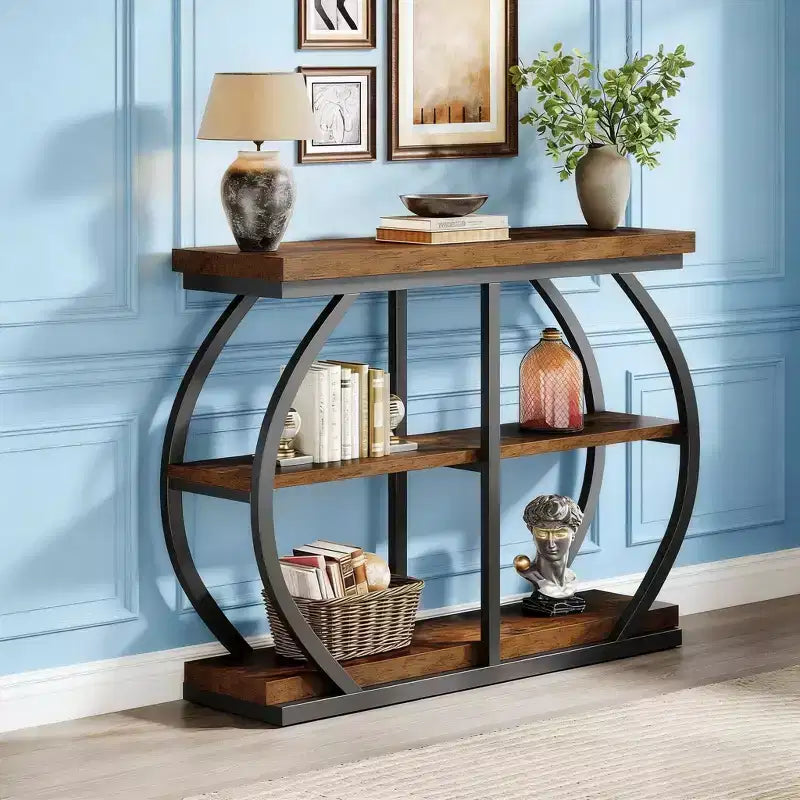 Console Table, 3-Tier Sofa Entryway Table with Storage Shelves