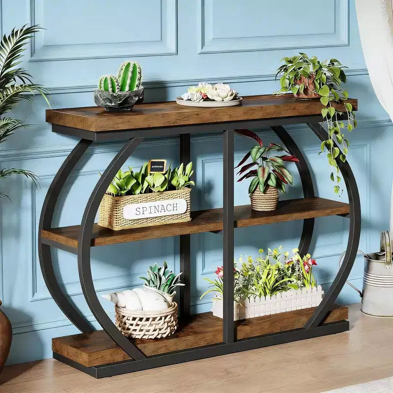Console Table, 3-Tier Sofa Entryway Table with Storage Shelves