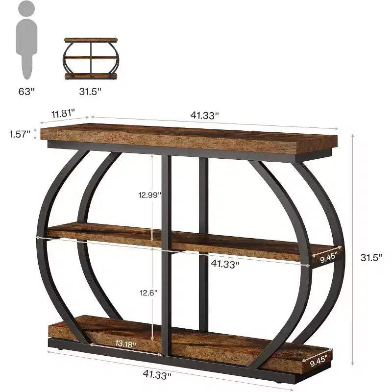 Console Table, 3-Tier Sofa Entryway Table with Storage Shelves