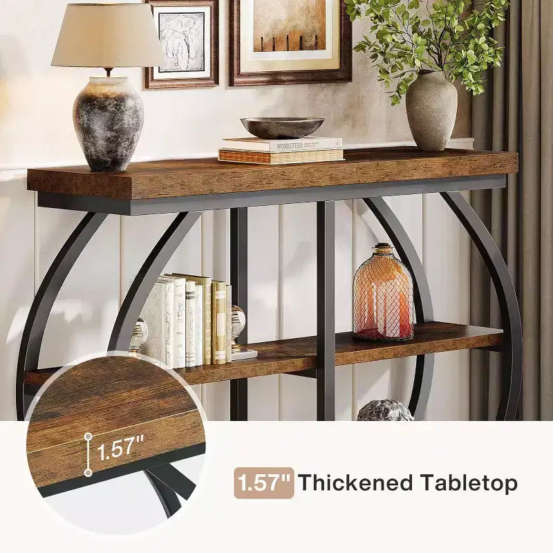 Console Table, 3-Tier Sofa Entryway Table with Storage Shelves