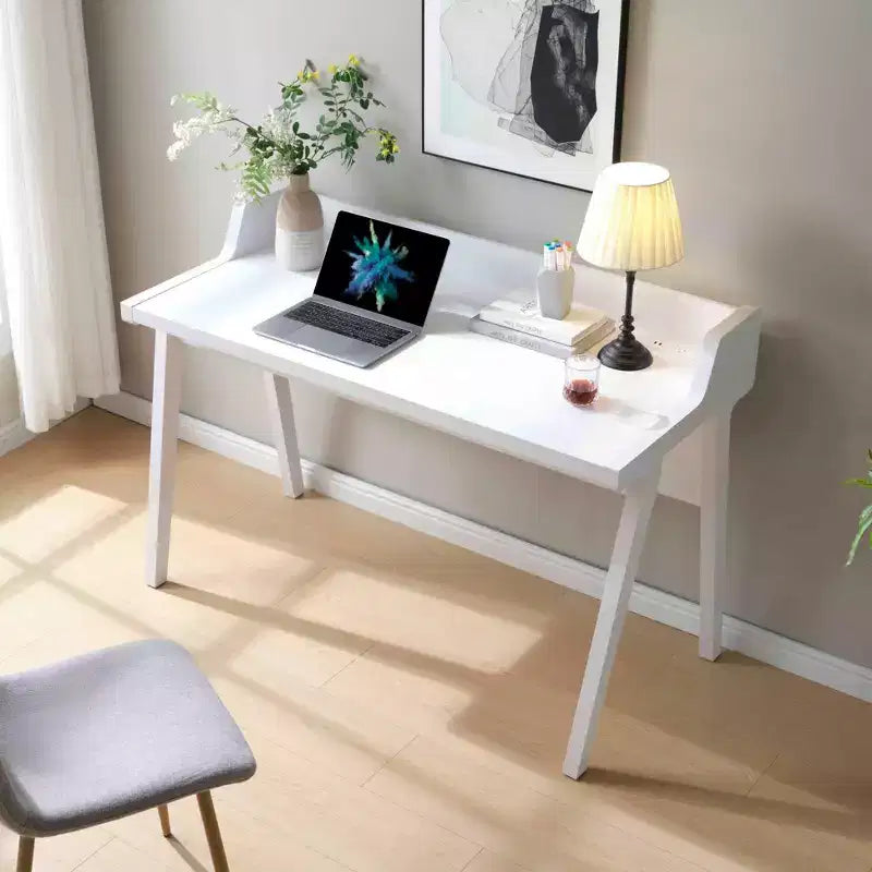 TUYOHW 47 Home Office Desk,Writing Desk with Grounded Outlet,USB-A Ports,Modesty Panel,Floating Wooden Leg Frame Computer Desk for Office,Bedroom
