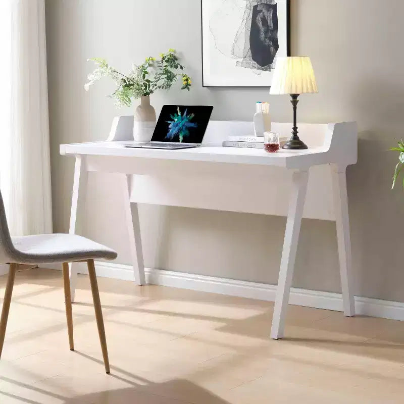 TUYOHW 47 Home Office Desk,Writing Desk with Grounded Outlet,USB-A Ports,Modesty Panel,Floating Wooden Leg Frame Computer Desk for Office,Bedroom