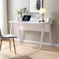 TUYOHW 47 Home Office Desk,Writing Desk with Grounded Outlet,USB-A Ports,Modesty Panel,Floating Wooden Leg Frame Computer Desk for Office,Bedroom