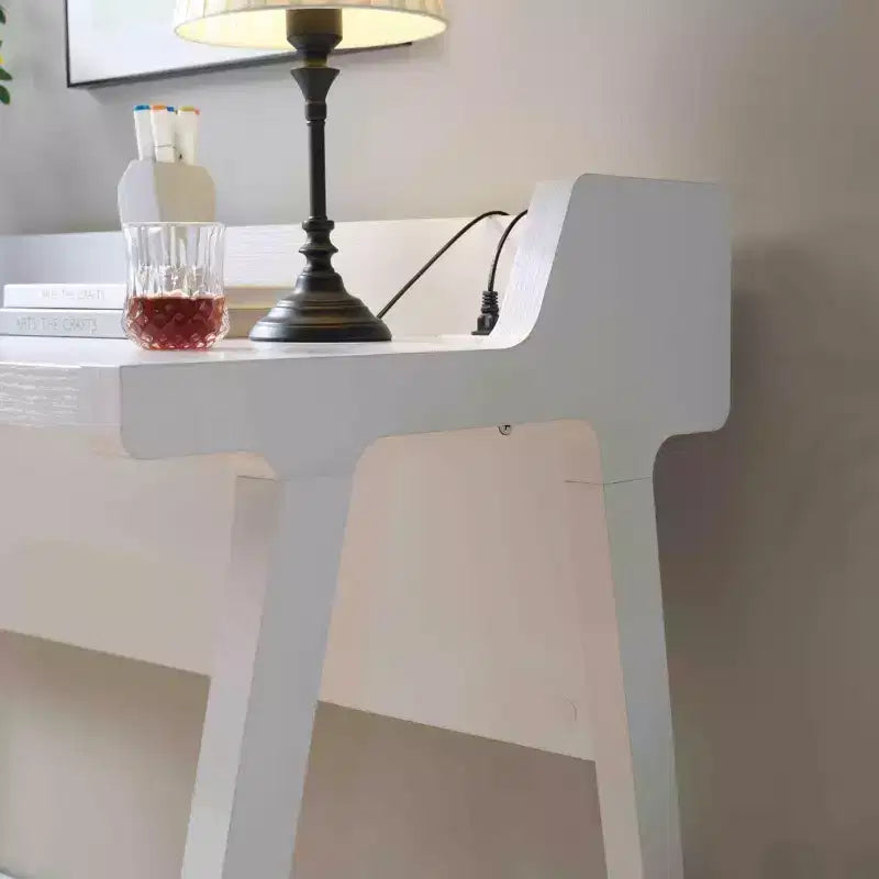 TUYOHW 47 Home Office Desk,Writing Desk with Grounded Outlet,USB-A Ports,Modesty Panel,Floating Wooden Leg Frame Computer Desk for Office,Bedroom