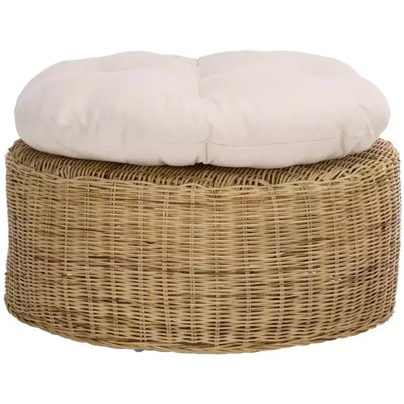 Bori Round Ottoman with Cushion - OTT6503 - Beige/White - Safavieh