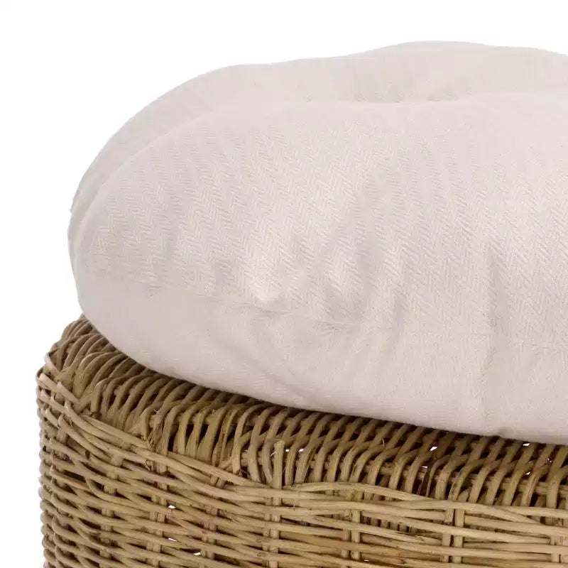 Bori Round Ottoman with Cushion - OTT6503 - Beige/White - Safavieh