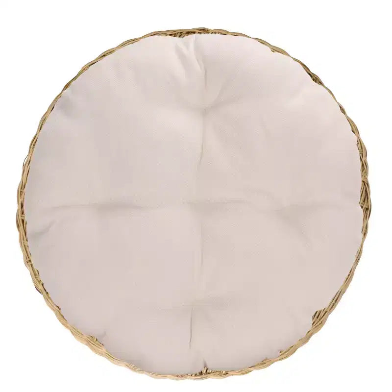 Bori Round Ottoman with Cushion - OTT6503 - Beige/White - Safavieh