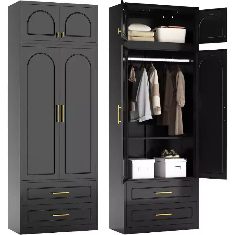 BALHAM TRADE-86 Inch Tall Wardrobe Closet with Doors Metal Armoire Cabinet for Bedroom