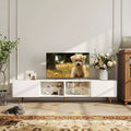 Bestier 86 Inch Modern LED TV Stand with Gold Legs and Storage Media Console in White