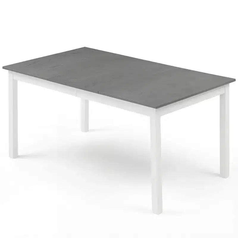Costway 60'' Rectangular Dinner Table w/Solid Rubber Wood Legs for Kitchen Dining Room Gray & White