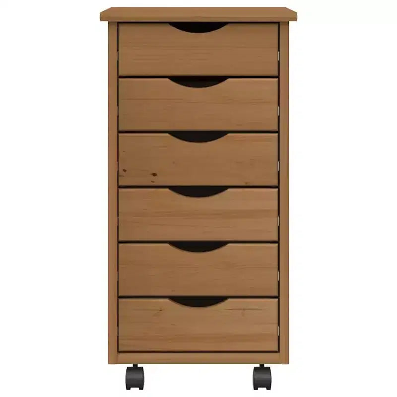 vidaXL MOSS 6-Drawer Chest with Wheels, Solid Pinewood