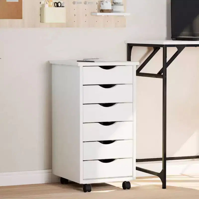 vidaXL MOSS 6-Drawer Chest with Wheels, Solid Pinewood