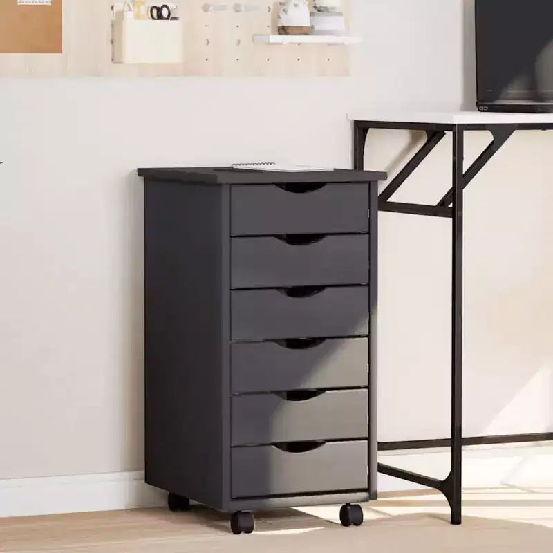 vidaXL MOSS 6-Drawer Chest with Wheels, Solid Pinewood