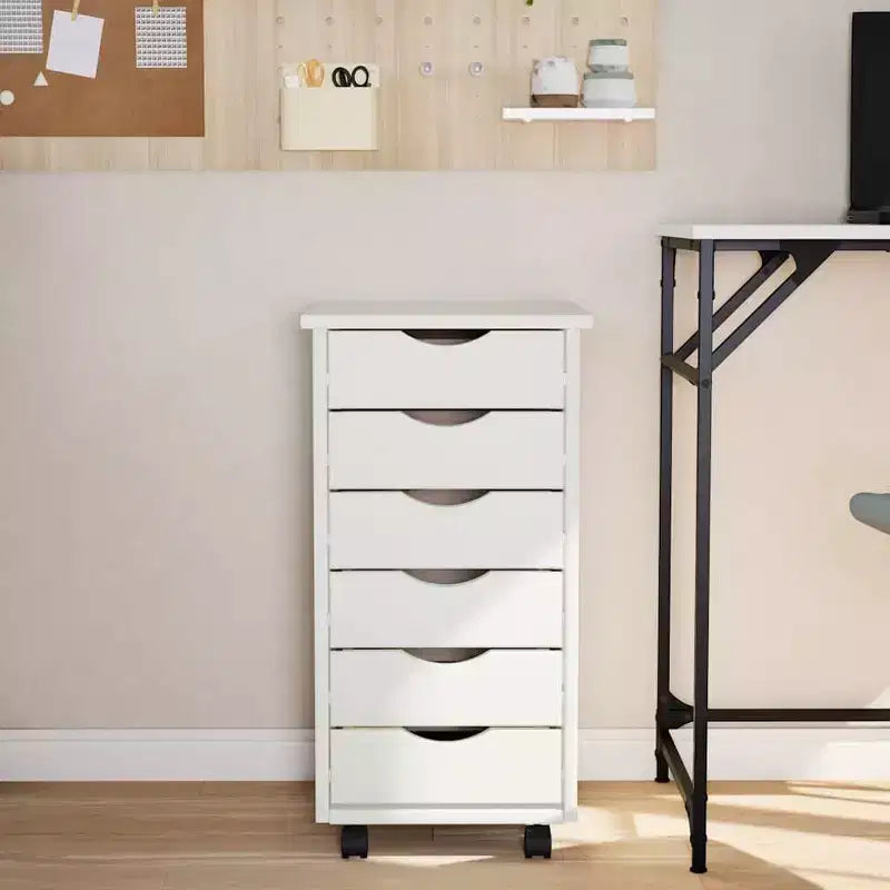 vidaXL MOSS 6-Drawer Chest with Wheels, Solid Pinewood
