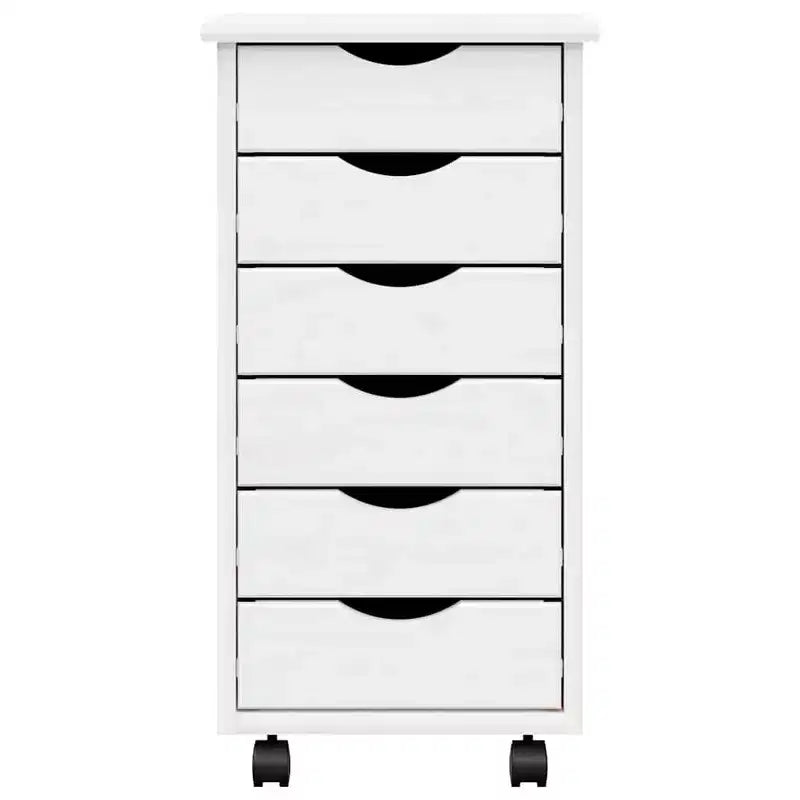 vidaXL MOSS 6-Drawer Chest with Wheels, Solid Pinewood