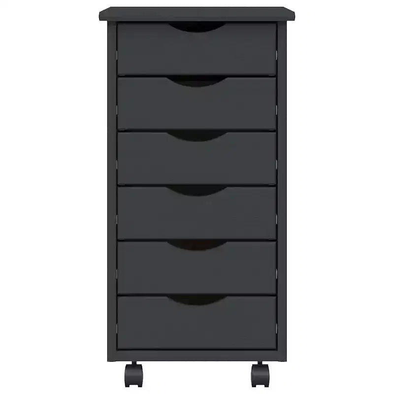 vidaXL MOSS 6-Drawer Chest with Wheels, Solid Pinewood