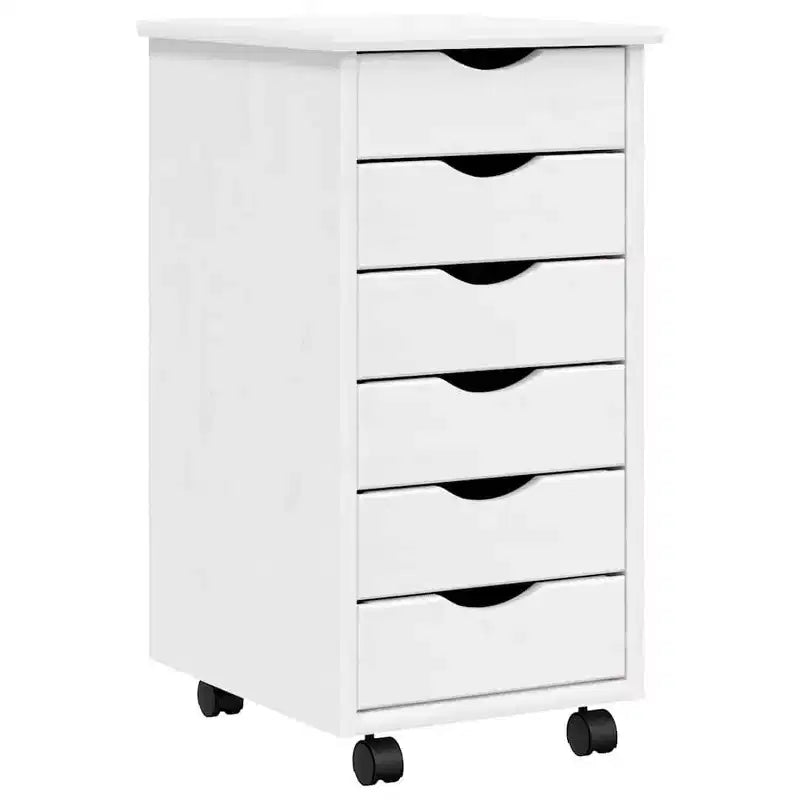 vidaXL MOSS 6-Drawer Chest with Wheels, Solid Pinewood