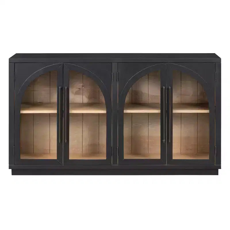 Luxystar 4-Door Storage Buffet Cabinet with Adjustable Shelves for Kitchen, Dining Room and Living Room
