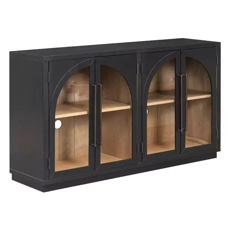 Luxystar 4-Door Storage Buffet Cabinet with Adjustable Shelves for Kitchen, Dining Room and Living Room