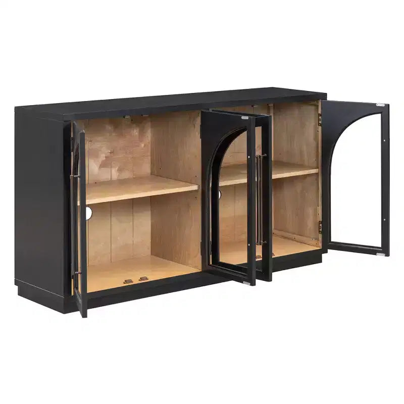Luxystar 4-Door Storage Buffet Cabinet with Adjustable Shelves for Kitchen, Dining Room and Living Room