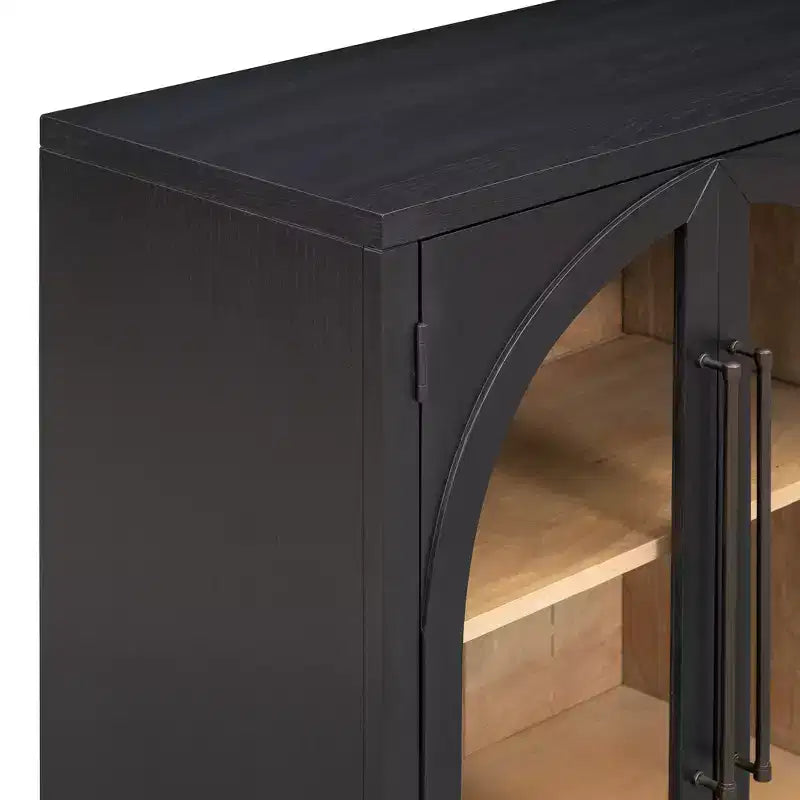 Luxystar 4-Door Storage Buffet Cabinet with Adjustable Shelves for Kitchen, Dining Room and Living Room