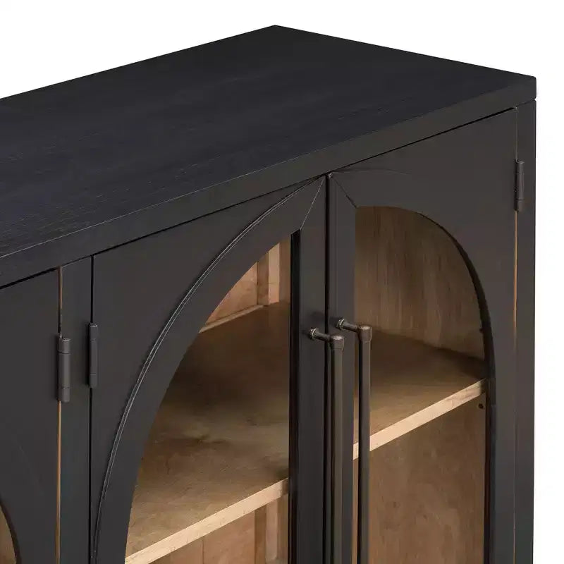 Luxystar 4-Door Storage Buffet Cabinet with Adjustable Shelves for Kitchen, Dining Room and Living Room