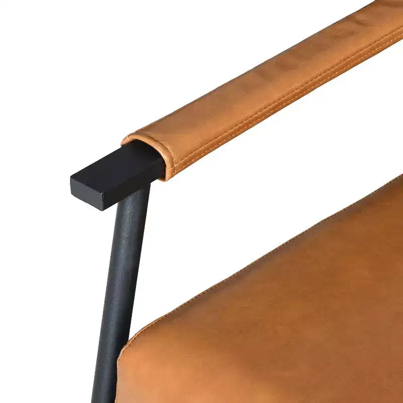 Mid-Century Modern Accent Chair with Faux Leather Upholstery, Metal Frame, for Living Room, Bedroom, or Office