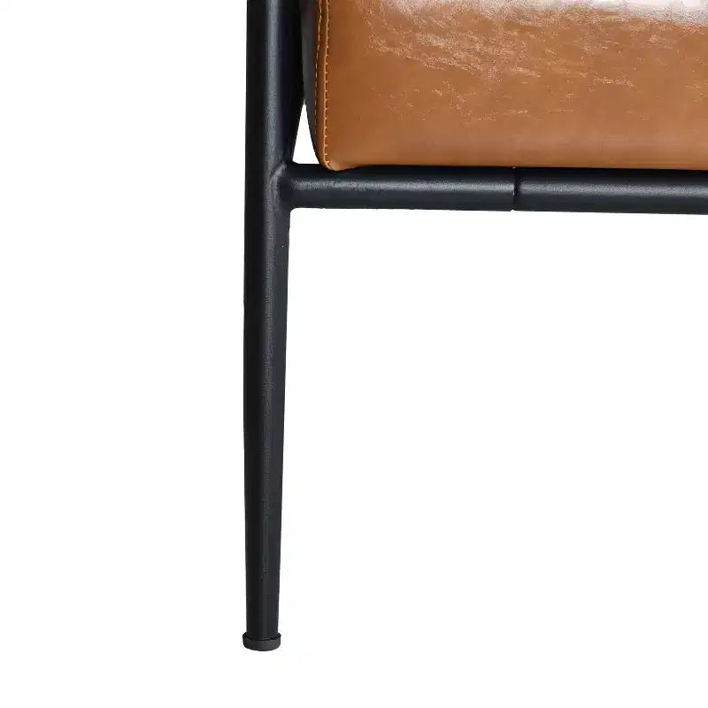 Mid-Century Modern Accent Chair with Faux Leather Upholstery, Metal Frame, for Living Room, Bedroom, or Office