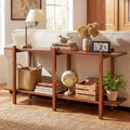 Costway 2-Tier Wood Bookshelf, Low Horizontal Rubberwood Bookcase for Storage & Display