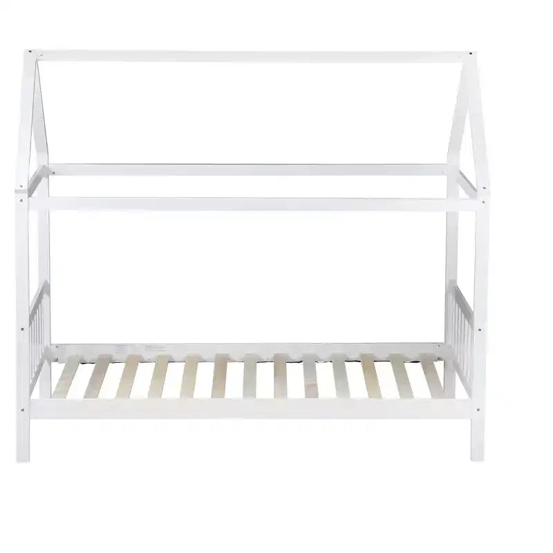 Twin Size House Bed Kid Bed Frame with Headboard & Footboard, Rubber Wood Frame - ModernLuxe