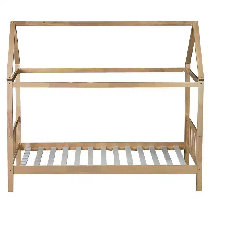 Twin Size House Bed Kid Bed Frame with Headboard & Footboard, Rubber Wood Frame - ModernLuxe