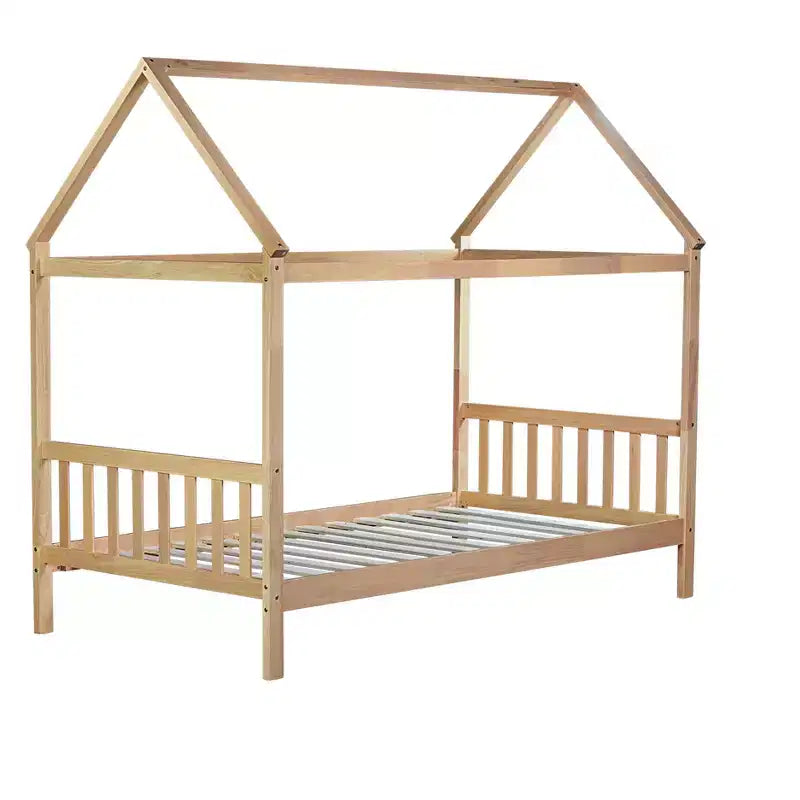 Twin Size House Bed Kid Bed Frame with Headboard & Footboard, Rubber Wood Frame - ModernLuxe