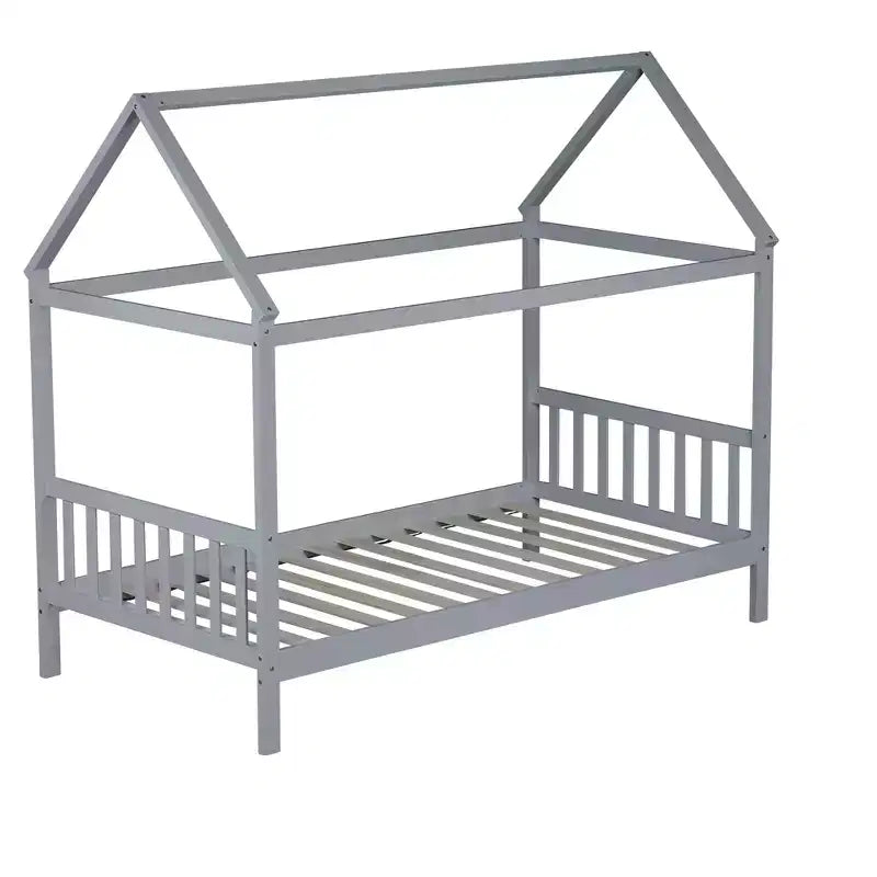 Twin Size House Bed Kid Bed Frame with Headboard & Footboard, Rubber Wood Frame - ModernLuxe