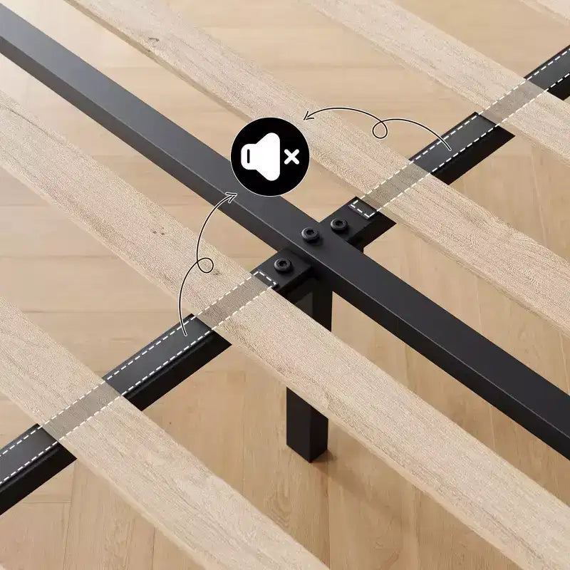 Acekool Upholstered Platform Bed Frame with Adjustable Velvet Headboard, Wood Slats, Strong Metal Support, No Box Spring Needed