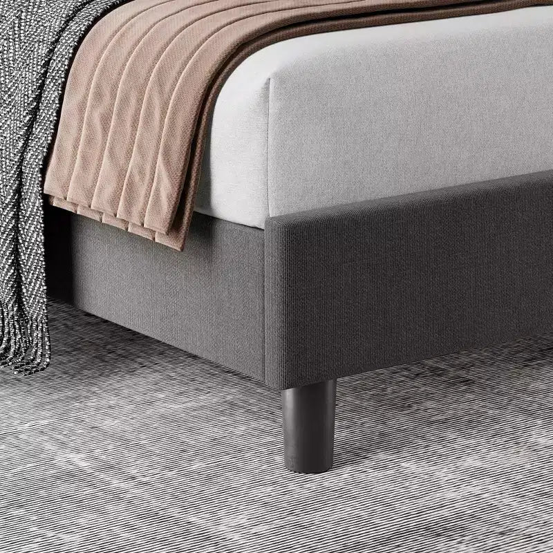 Acekool Upholstered Platform Bed Frame with Adjustable Velvet Headboard, Wood Slats, Strong Metal Support, No Box Spring Needed