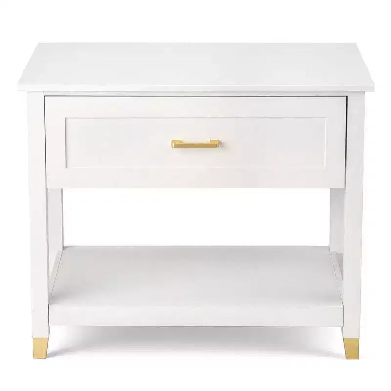 Karl Home Cream P2 MDF Nightstand 1 Drawer 1 Shelf 29.5 Inch