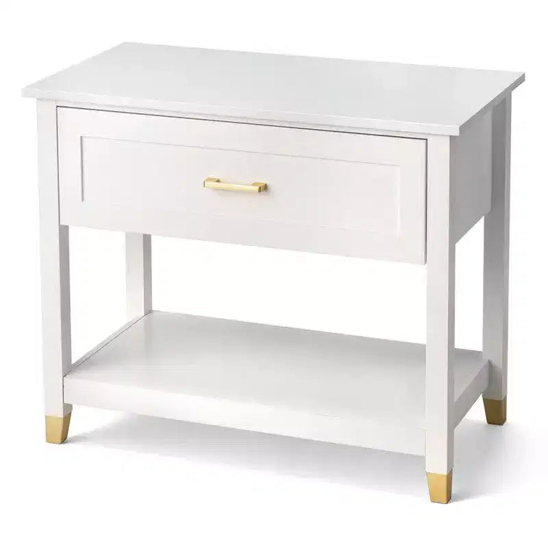 Karl Home Cream P2 MDF Nightstand 1 Drawer 1 Shelf 29.5 Inch