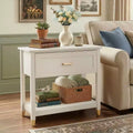 Karl Home Cream P2 MDF Nightstand 1 Drawer 1 Shelf 29.5 Inch