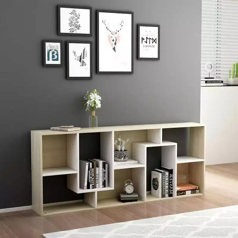 vidaXL Book Cabinet White and Sonoma Oak Engineered Wood