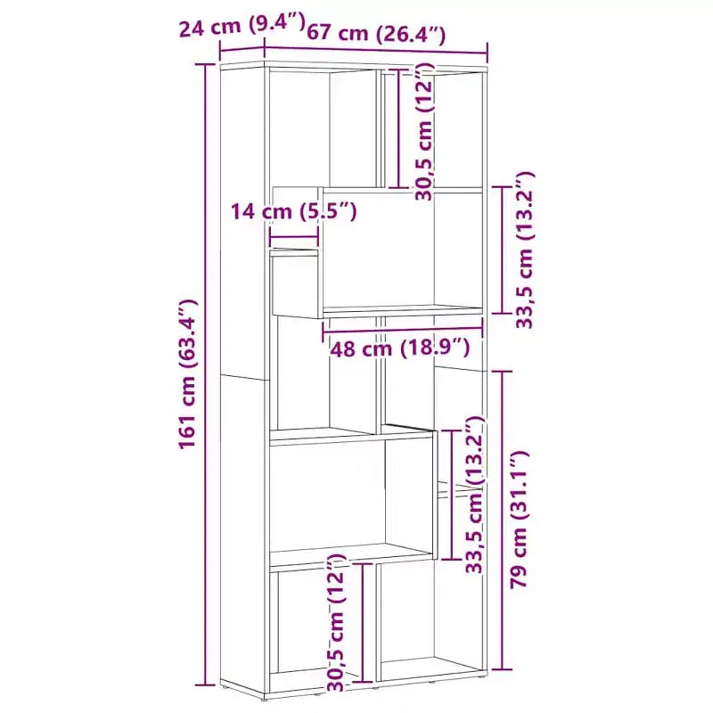 vidaXL Book Cabinet White and Sonoma Oak Engineered Wood