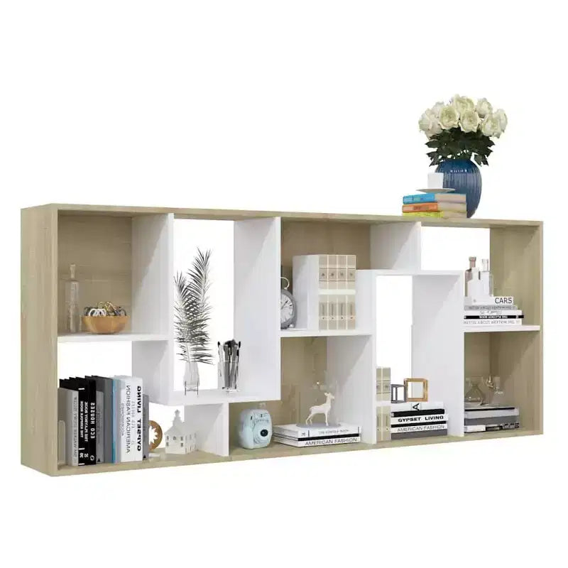 vidaXL Book Cabinet White and Sonoma Oak Engineered Wood