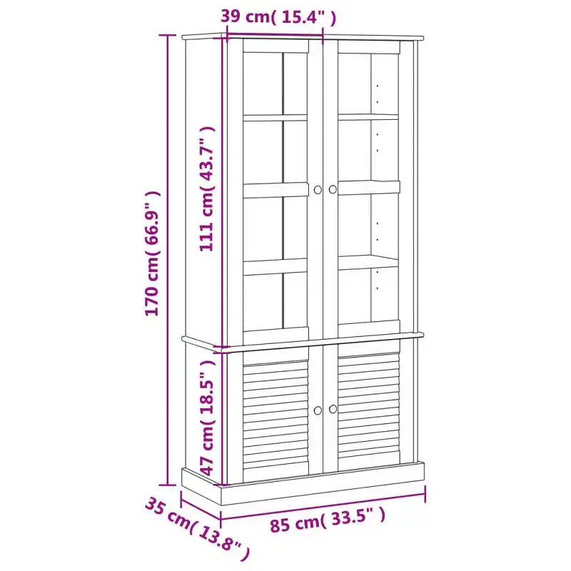 vidaXL Glass Display Cabinet Honey wood tone